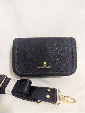 MONTAGE Cork NWT Crossbody Bag - Sustainable Cork Black + pink